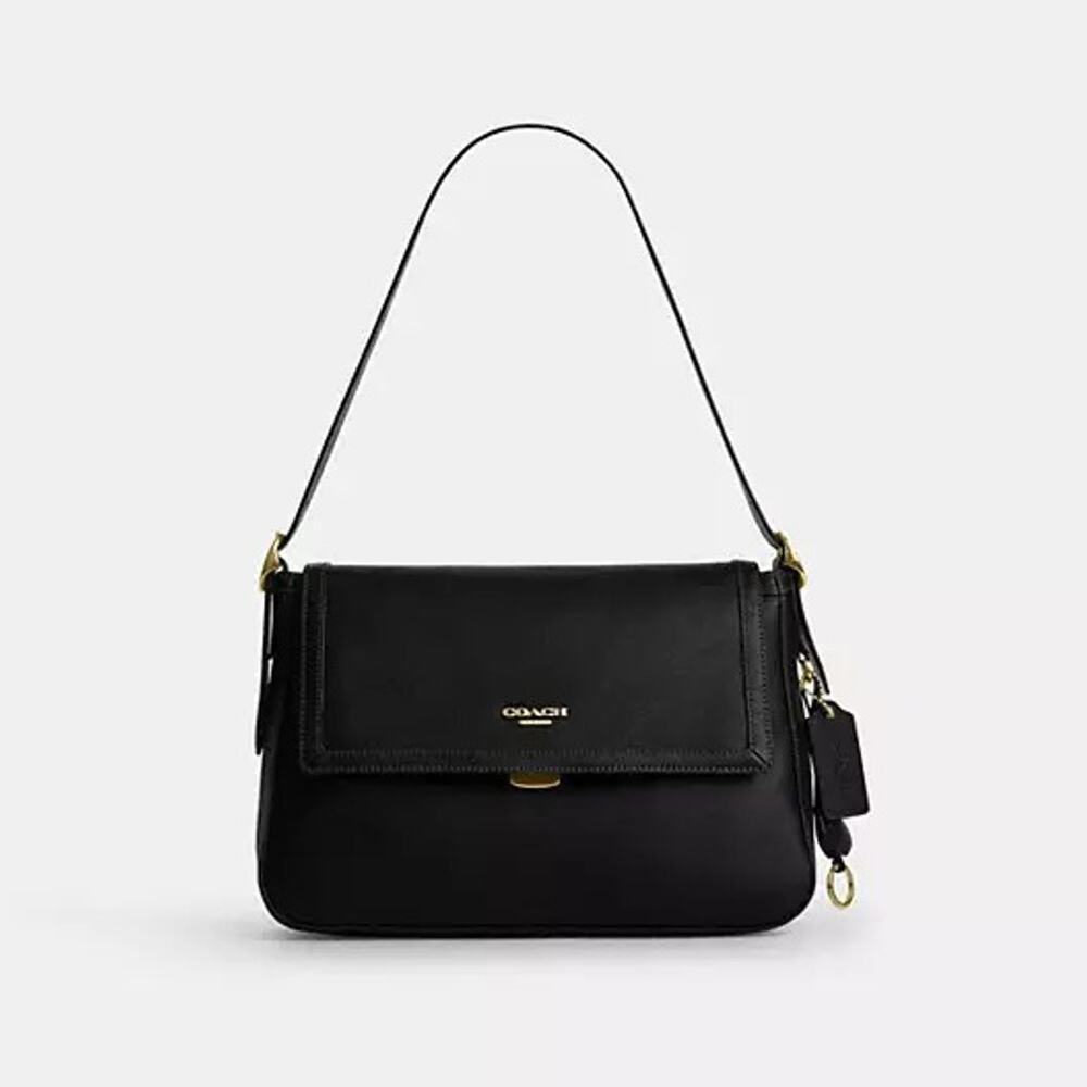 New‼️Coach Etta Flap Bag  CFK03 natural grain leather/Gold/Black - Picture 7 of 8